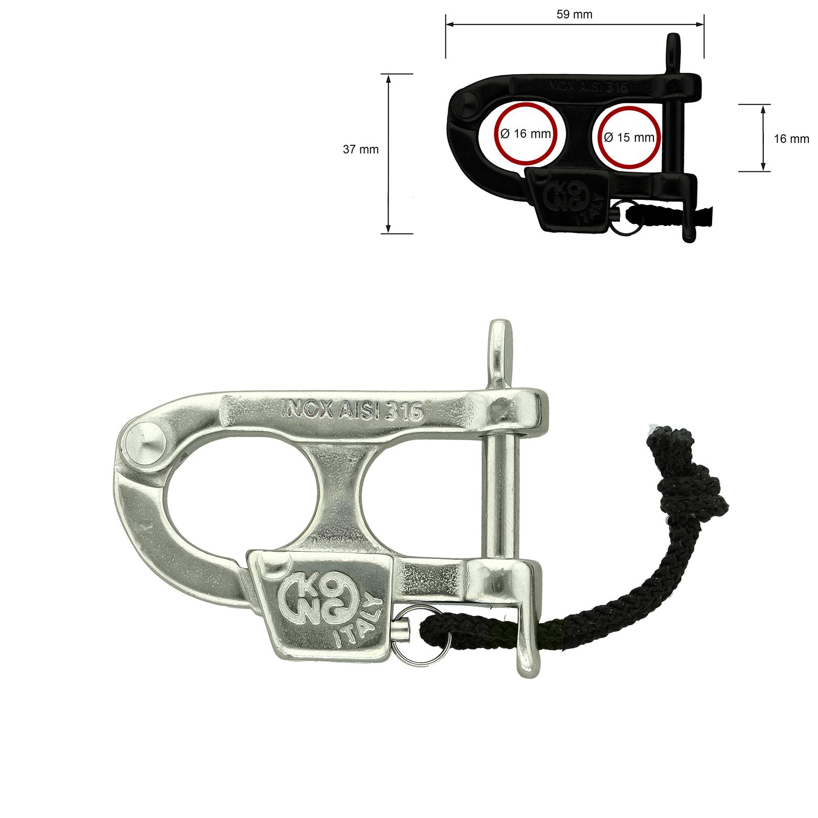 Stainless Steel Snap Shackle Kong® 59 mm/16, Fixed Eye