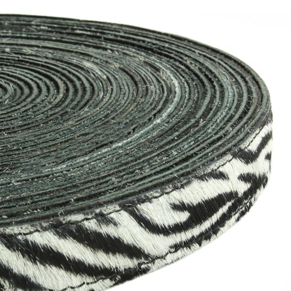 Kožený řemen s kravským chlupem 20 mm, zebra