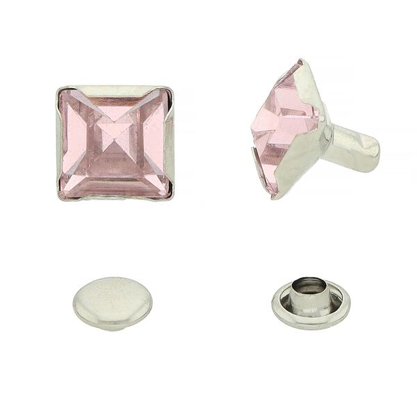 Square Rhinestone Rivet – Pink (50 pcs)