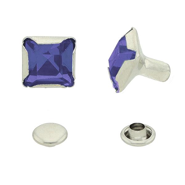 Remache cuadrado con pedrería – Azul Oscuro (50 uds)