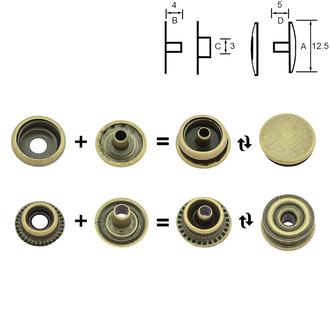 AM (pevnostní nýtovací knoflík) – staromosaz: 12,5 mm