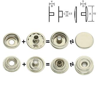 AM (pevnostní nýtovací knoflík) – poniklováno: 15 mm