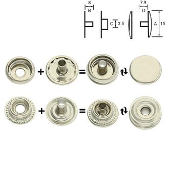 AM (pevnostní nýtovací knoflík) – poniklováno: 15 mm