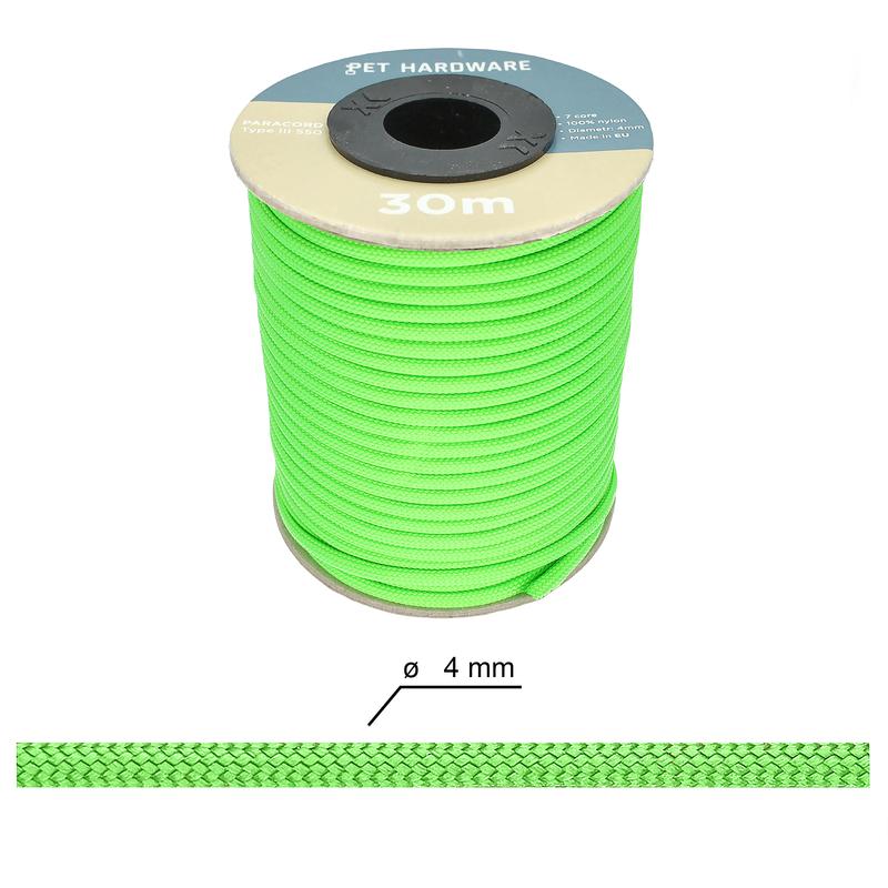 Paracord ø 4 mm – Neon Green (30–100 m)