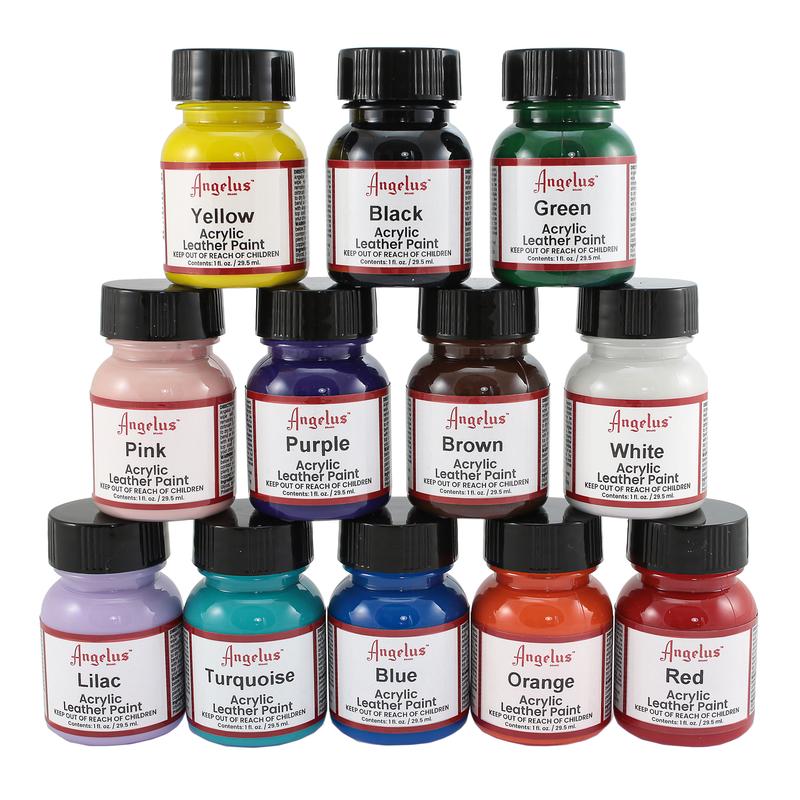 Set of 12 Angelus acrylic paints for leather Pet Hardware®