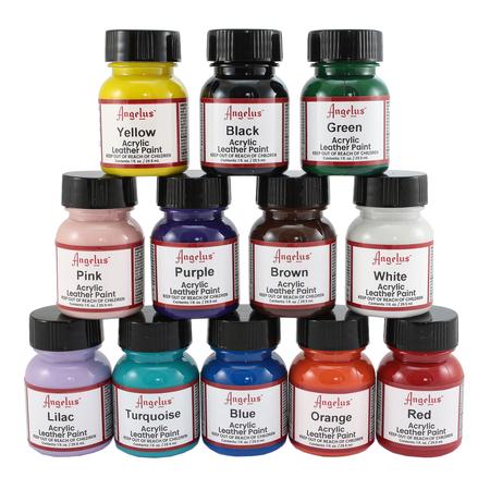 Set of 12 Angelus acrylic paints for leather Pet Hardware®