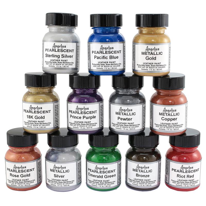 Set of 12 Angelus acrylic paints for leather Pet Hardware®