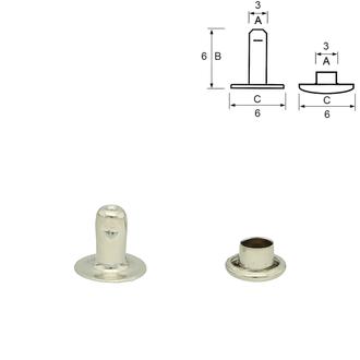 Rivet tubulaire avec une calotte – Nickelé (1000 pièces): 6 mm