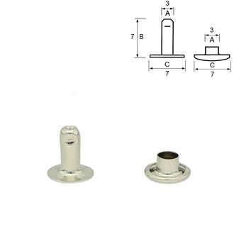Rivet tubulaire avec une calotte – Nickelé (1000 pièces): 7 mm