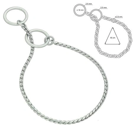 Snake Chain Show Choke Collars ø mm, Chrome Plated Pet Hardware®