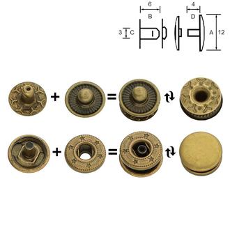 WUK (oděvní nýtovací knoflík) – staromosaz: 12 mm