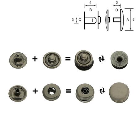 Snap Button ø 8–12 mm, Black Nickel