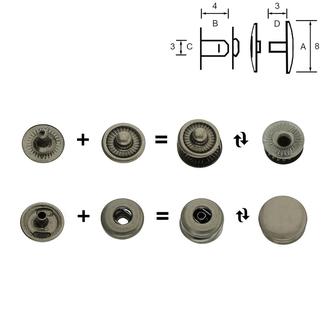 WUK (oděvní nýtovací knoflík) – černý nikl: 8 mm