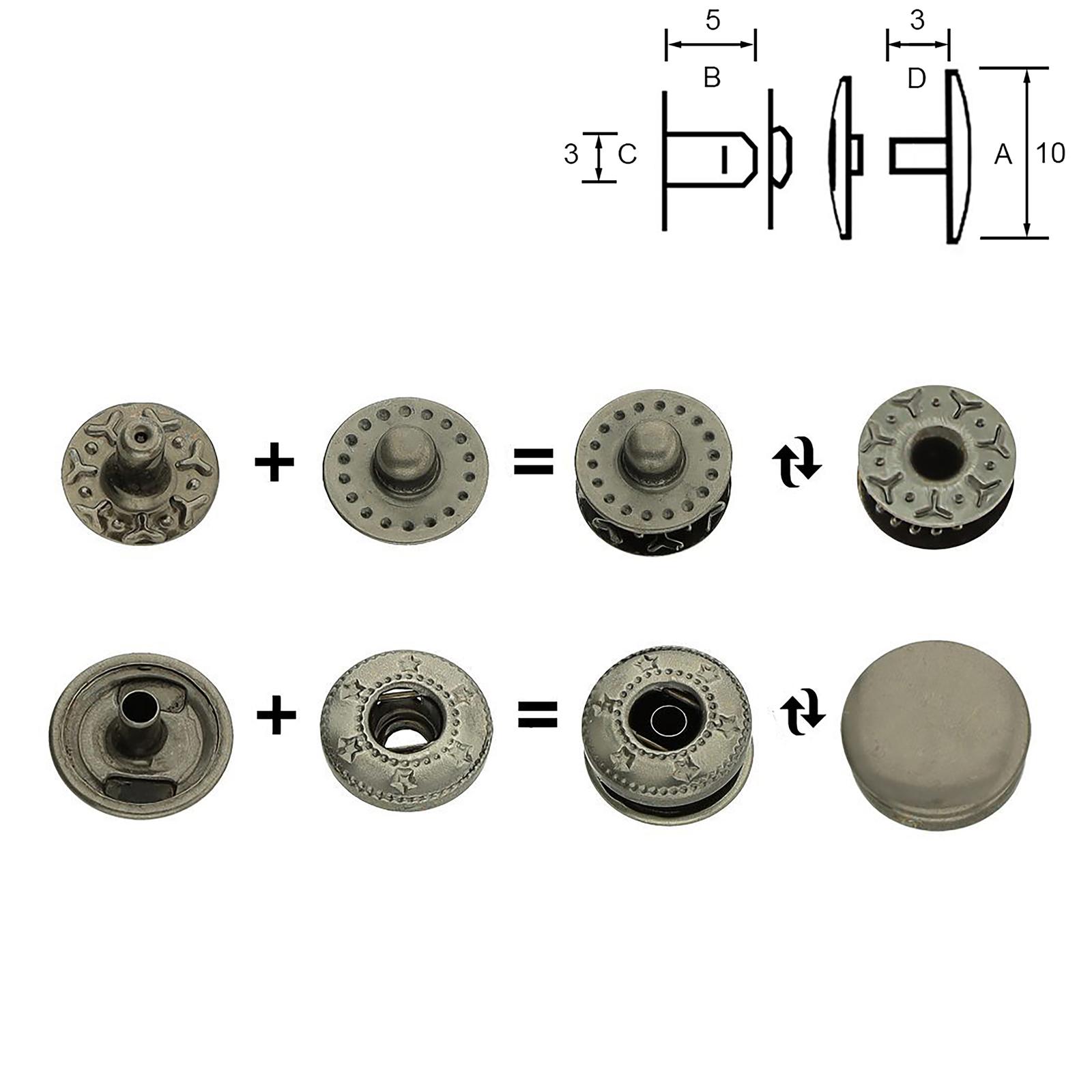 Snap Button ø 8–12 mm, Black Nickel
