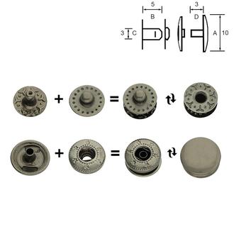 WUK (oděvní nýtovací knoflík) – černý nikl: 10 mm