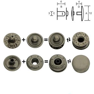 WUK (oděvní nýtovací knoflík) – černý nikl: 12 mm