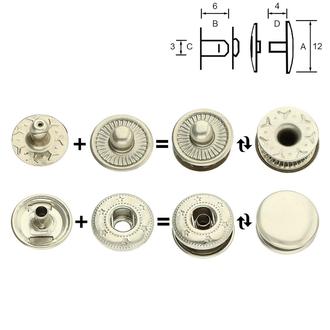 WUK (oděvní nýtovací knoflík) – poniklováno: 12 mm