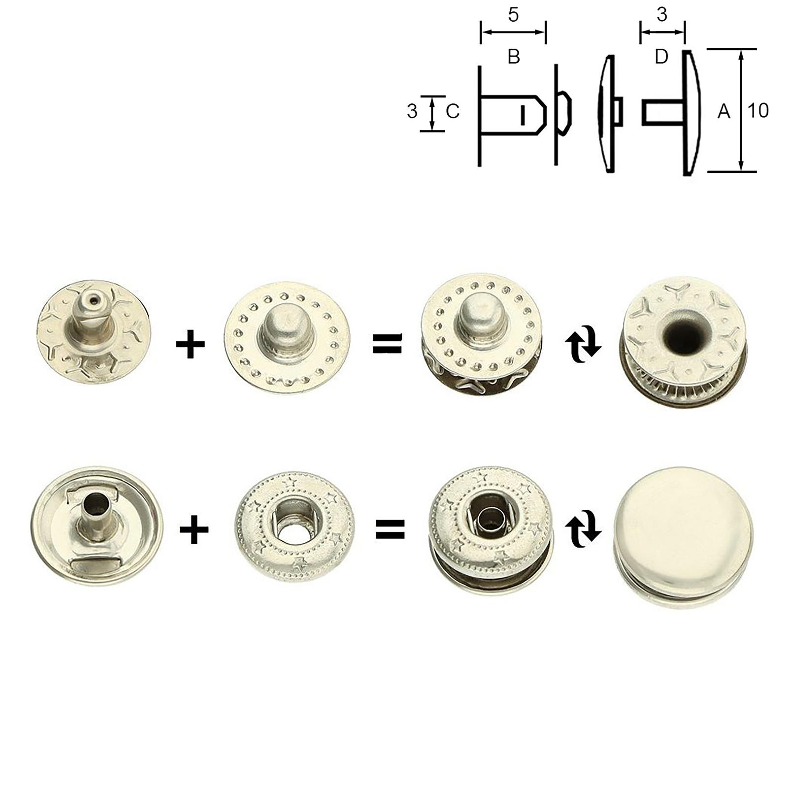 Lot de 12 boutons-pression décoratifs 1,27 cm - Nickel - Cercle