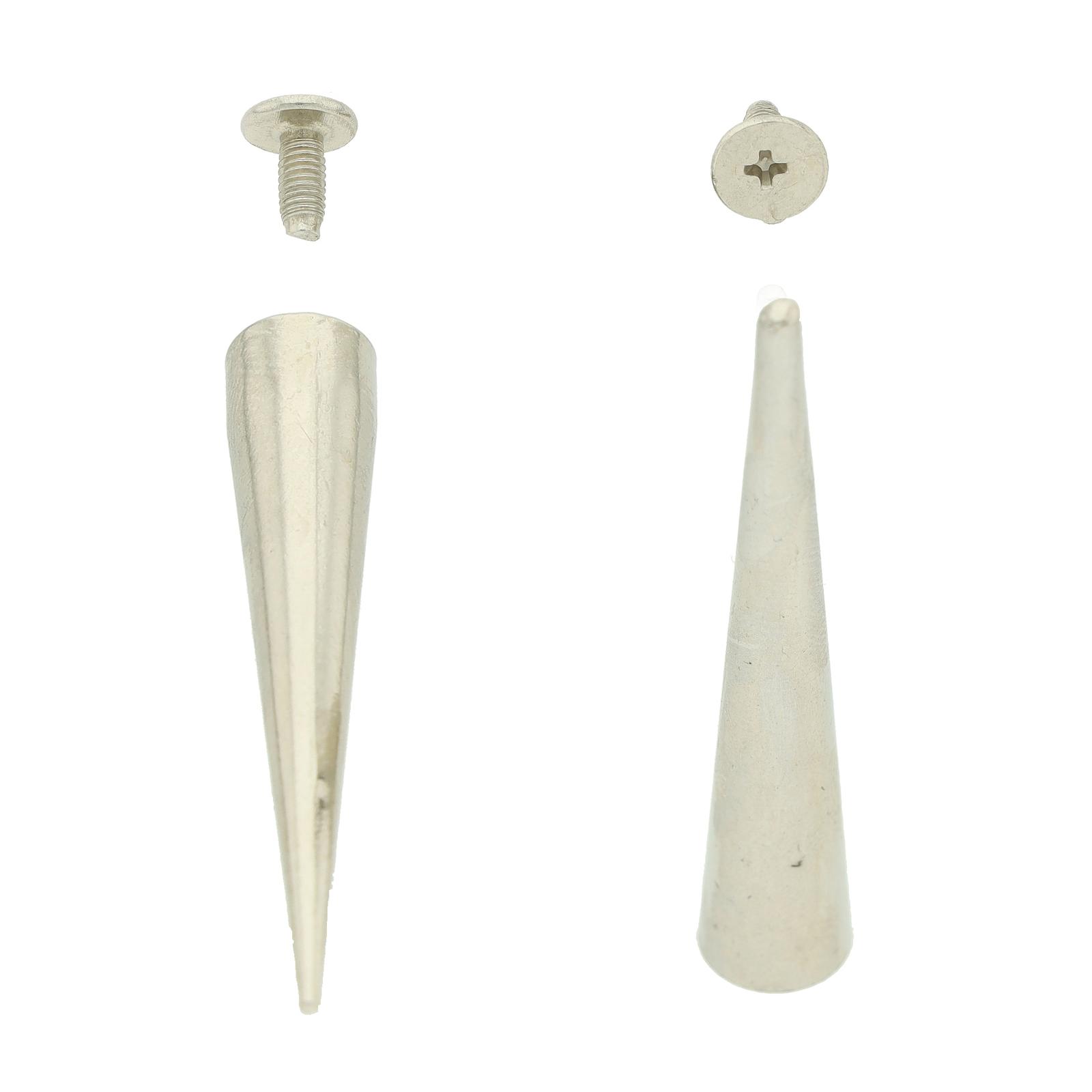 Trimming Shop Argent 10mm x 29mm Pointe Cônes Clous avec Screwbacks pour Cuir Loisirs Créatifs, Décoratif Accessoires Mode, Vêtements, Sacs, Punk Et Gothique Accessoire, 10pcs