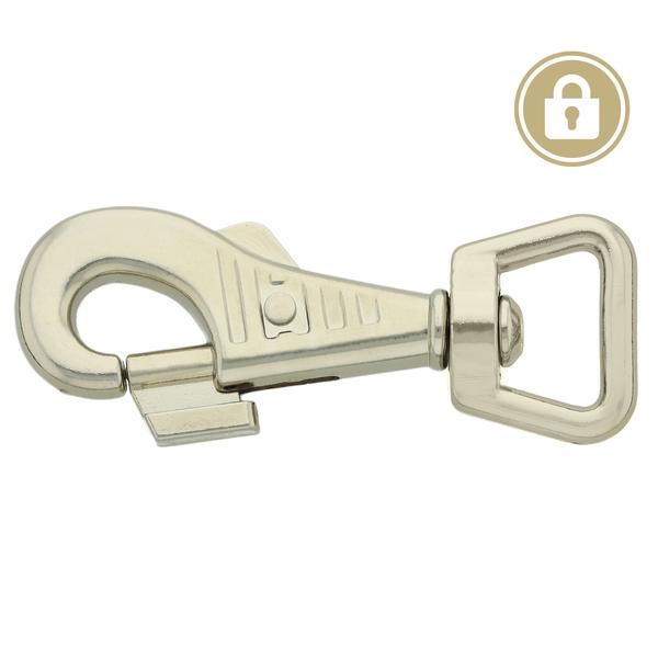 Verzierter Karabinerhaken mit Sicherheitsverschluss 82 mm/20Q – Vernickelt